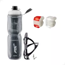 Kit Squeeze Térmica +suporte Bike +lanterna Pisca Diant Tras Cor Preto