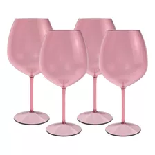 Pack 4 Copas Vino Rosadas Color Rosa