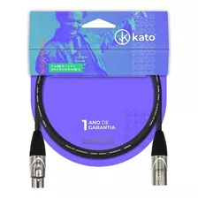 Cabo De Microfone Balanceado Kato Xlr Xlr Preto 7 Metros