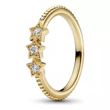 Anillo Pandora Estrella Celestial Recubrimiento Dourado