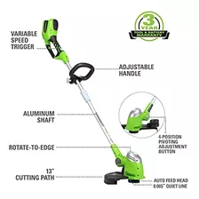 Greenworks 13inch 40v Cordless String Trimmeredger Batería N