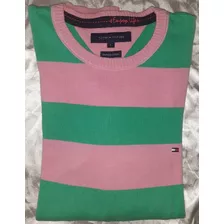 Pullover Tommy Hilfiger Verde Y Rosa Rayado