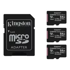 Pack De 3 Memoria Micro Sd 64gb Canvas Select Plus Kingston