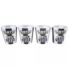 Jogo Com 4 Copos 3d Time Santos 400 Ml