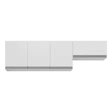 Conjunto De Armários Aéreo 120cm 100% Mdf Branco Tx Fosco