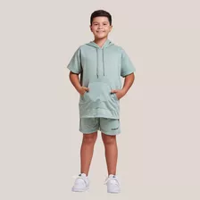 Conjunto Infantil Menino Camisa E Shorts Moletinho Kids