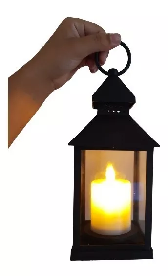 Lanterna Marroquina Luminária Decorativa Vela Led Chama Viva