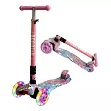 Monopatin Infantil Graffiti 4 Ruedas Marca Scooter Italy Original Plegable Flip Con Luces Reforzado