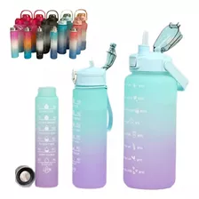 Set Con 3 Botellas De Agua Motivacional 2l 900ml 300ml