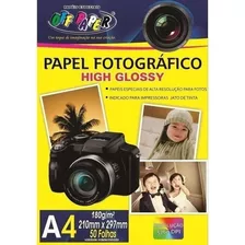 Papel Fotografico 50fls High Glossy A4 180g Jato De Tinta