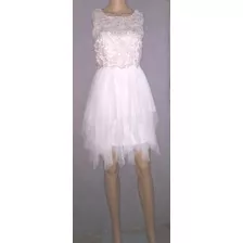 Vestido Bordado Con Tul Blanco Justice Adolescente Talla Xl