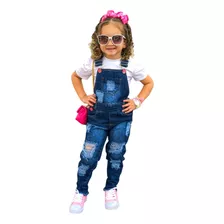 Jardineira Jeans Salopete Infantil Saia Menina Blogueirinha