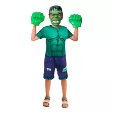 Fantasia Infantil Hulk + Luvas Big + Mascara + Frete