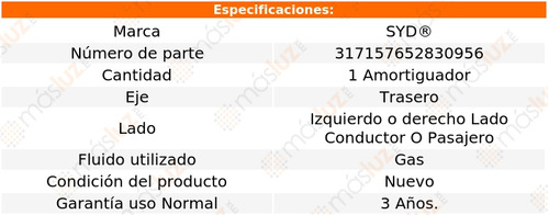 1- Amortiguador Gas Trasero Izq/der Fluence 11/17 Syd Foto 2