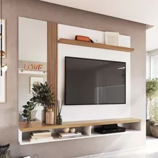 Painel Para Tv Sala Quarto 50 Polegada Espelho Branco Marrom