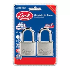 Candado Acero Largo Doble Cerrojo 2pzs Cromo Satinado Lock