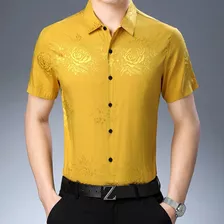 Camisa De Vestir Para Hombre, Camisas Florales De Manga Cort