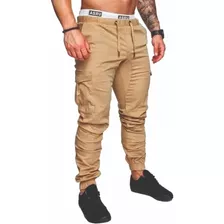 Pantalón Jogger Bolsas Cargo Casual Cómodo Gabardina 2905str