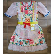 Vestido Infantil Temático Festa Junina Julina Xadrez Tam 14