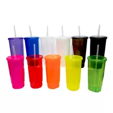 Vaso Con Tapa Popote Paquete Con 45 Piezas Sin Impresion