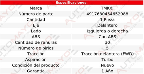 1 - Maza Del Izq/der Con Abs Tmk Bls L4 2.0l Cadillac 07-08 Foto 2