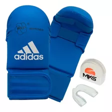 Luva Karate adidas Wkf Approved + Protetor Bucal Com Estojo