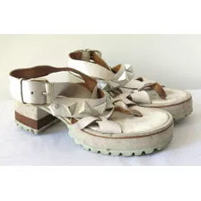 Sandalias Blancas Jazmin Chebar Cuero 36 Tachas