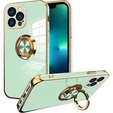 Funda Verde Con Anillo Para iPhone 13 Pro Max Ook 