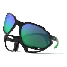 Óculos De Grau Hb Rush Clip On Matte Black/green Chrome