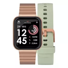 Smartwatch Relógio Technos Connect Max Rosé E Verde Caixa Preto