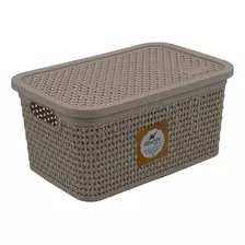 Caja Organizadora Perlada Simil Ratan 4 Lts. Garageimpo Color Gris