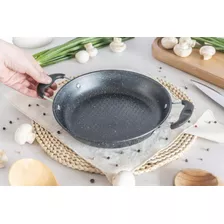 Wok De Aluminio Antiadherente Con Asas 22cm Color Negro