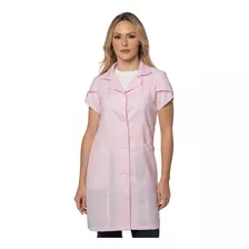 Jaleco Manga Curta Oxford Preto Rosa Azul Branco Acinturado