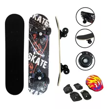 Kit Skate Infantil 61cm Completo Capacete Feminino Masculino