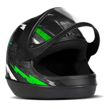 Capacete Super Sport Moto Preto/verde 60