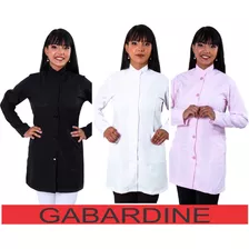 Jaleco Feminino Acinturado Gola Padre Gabardine Várias Cores