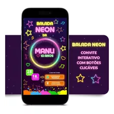 Convite Virtual Festa Neon C/ Links Clicáveis