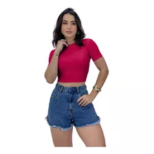 Cropped Blusinha Costas Nua Manga Curta Costas Aberta Verão