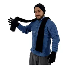 Kit Outono Inverno Masculino Gorro Cachecol Luva Touca Frio