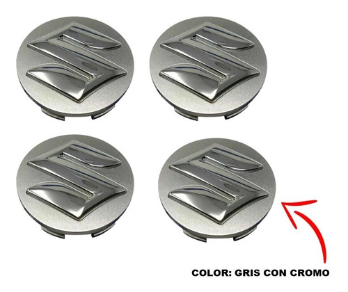 Kit 4 Centros De Rin Suzuki Grand Vitara 15-18 Gris/crom 54  Foto 5