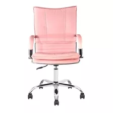 Cadeira De Escritório Show De Cadeiras Desenho Italiano Rosa-claro Com Estofado De Couro Sintético