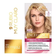 Kit Tintura L'oréal Excellence Tintura Excellence Creme 9 Rubio Muy Claro Tono H1477902 Para Cabello