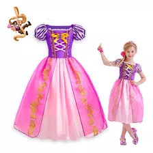 Vestido Fantasia Infantil Rapunzel Princesa Enrolados Luxo