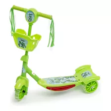 Patinete 3 Rodas Infantil Musical Com Luzes E Cesta