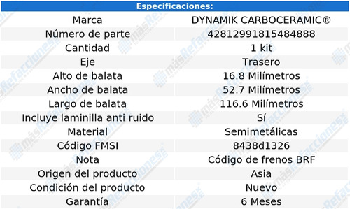 Balatas Semimetalicas Traseras Journey L4 2.4l 09 Al 12 Foto 3