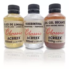 Aceite De Lino, Aceite Gel Secante, Trementina Acrilex 100ml