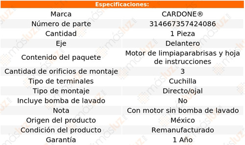 (1) Motor Limpiaparabrisas Del Pontiac Torrent 06 Reman Foto 4