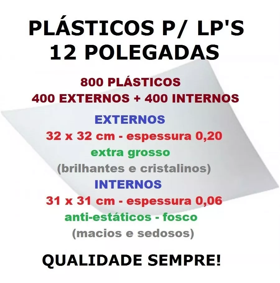 Vinil Lps 800 Plásticos 400 Extra Grosso 0,20 + 400 Internos
