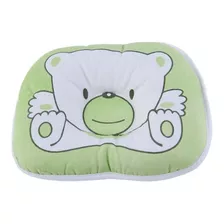 Travesseiro Almofada Anatômico Para Bebê - Urso Verde E Bran