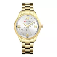 Relógio Feminino 9009 Pulseira De Aço À Prova D'água